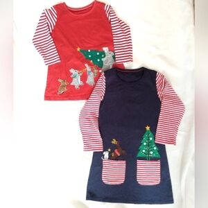 Bundle two Kids Christmas holiday dress long sleeve